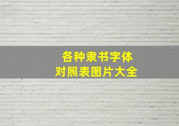 各种隶书字体对照表图片大全