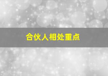 合伙人相处重点