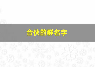 合伙的群名字