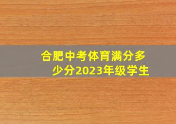 合肥中考体育满分多少分2023年级学生