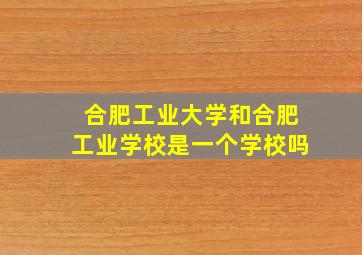 合肥工业大学和合肥工业学校是一个学校吗