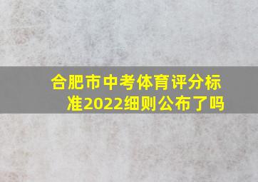 合肥市中考体育评分标准2022细则公布了吗