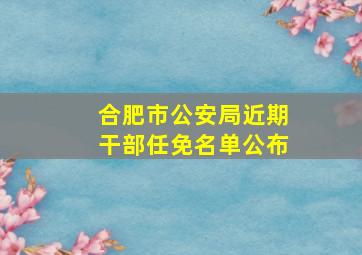 合肥市公安局近期干部任免名单公布