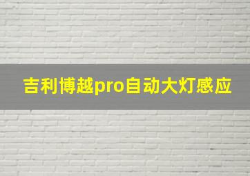 吉利博越pro自动大灯感应