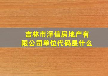 吉林市泽信房地产有限公司单位代码是什么