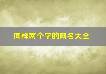 同样两个字的网名大全