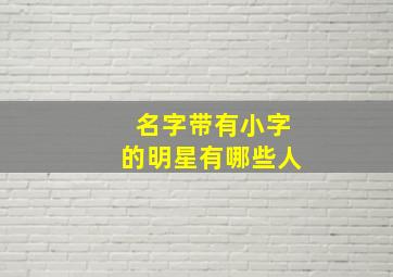 名字带有小字的明星有哪些人