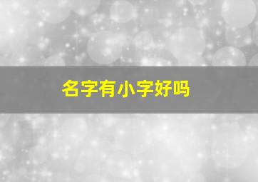 名字有小字好吗