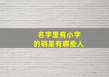 名字里有小字的明星有哪些人