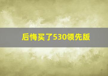 后悔买了530领先版