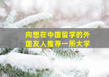 向想在中国留学的外国友人推荐一所大学