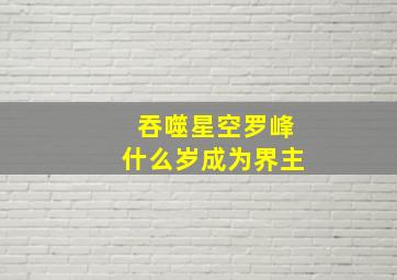 吞噬星空罗峰什么岁成为界主