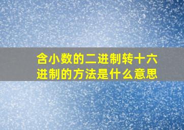 含小数的二进制转十六进制的方法是什么意思