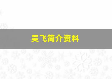 吴飞简介资料