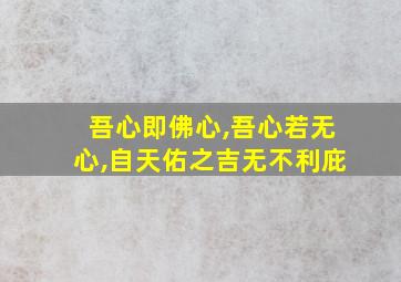 吾心即佛心,吾心若无心,自天佑之吉无不利庇