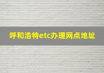 呼和浩特etc办理网点地址