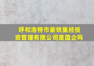 呼和浩特市蒙铁集经投资管理有限公司是国企吗