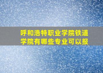 呼和浩特职业学院铁道学院有哪些专业可以报