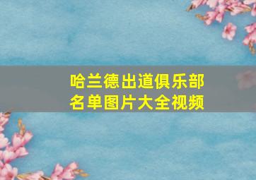 哈兰德出道俱乐部名单图片大全视频