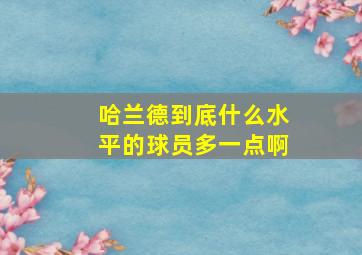 哈兰德到底什么水平的球员多一点啊