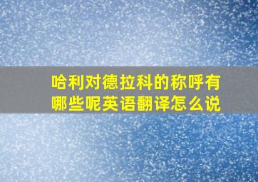 哈利对德拉科的称呼有哪些呢英语翻译怎么说