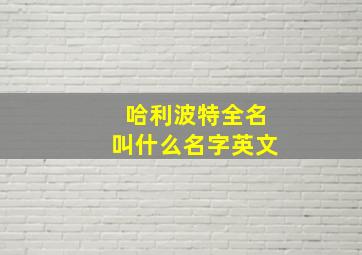 哈利波特全名叫什么名字英文