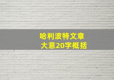 哈利波特文章大意20字概括