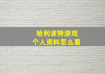 哈利波特游戏个人资料怎么看