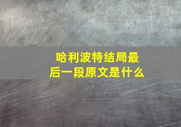 哈利波特结局最后一段原文是什么