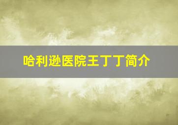 哈利逊医院王丁丁简介