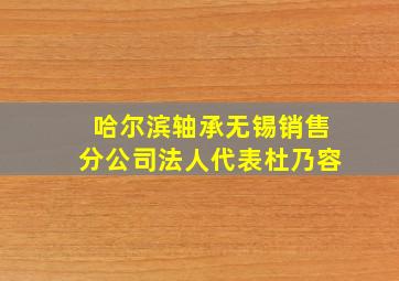 哈尔滨轴承无锡销售分公司法人代表杜乃容