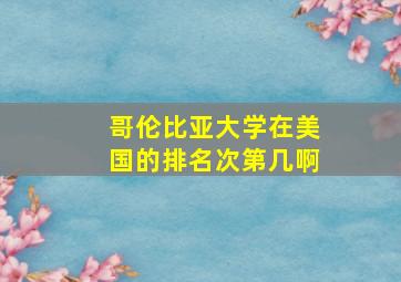 哥伦比亚大学在美国的排名次第几啊