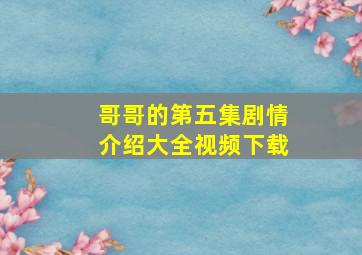 哥哥的第五集剧情介绍大全视频下载