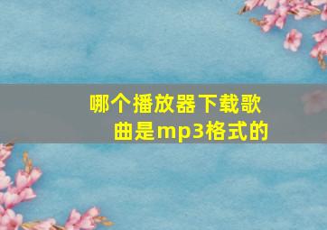 哪个播放器下载歌曲是mp3格式的