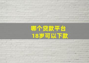 哪个贷款平台18岁可以下款