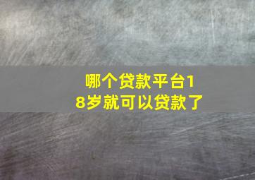 哪个贷款平台18岁就可以贷款了