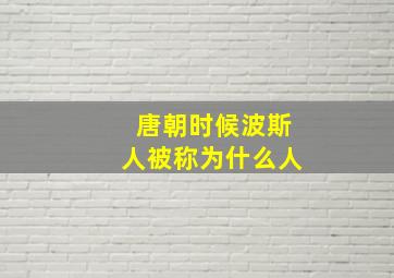 唐朝时候波斯人被称为什么人