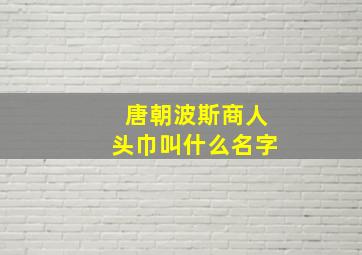 唐朝波斯商人头巾叫什么名字