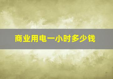 商业用电一小时多少钱