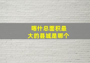 喀什总面积最大的县城是哪个