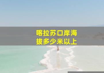 喀拉苏口岸海拔多少米以上