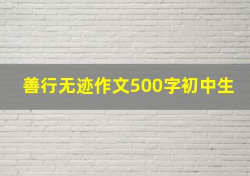 善行无迹作文500字初中生