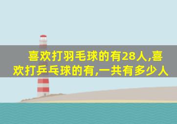 喜欢打羽毛球的有28人,喜欢打乒乓球的有,一共有多少人