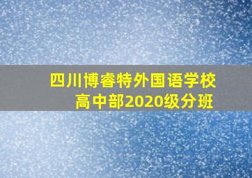 四川博睿特外国语学校高中部2020级分班