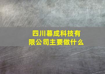 四川暮成科技有限公司主要做什么