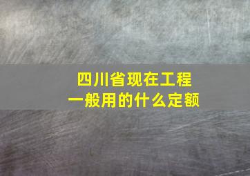 四川省现在工程一般用的什么定额