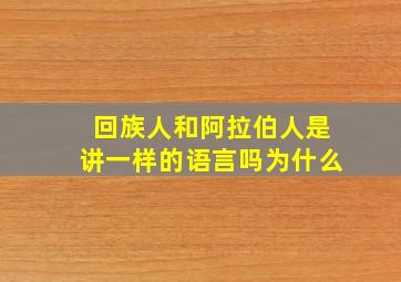 回族人和阿拉伯人是讲一样的语言吗为什么