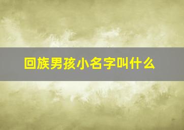 回族男孩小名字叫什么