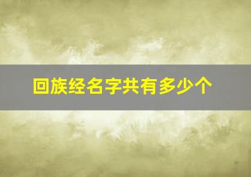 回族经名字共有多少个