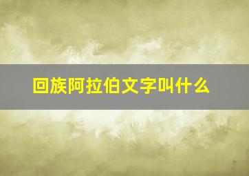 回族阿拉伯文字叫什么